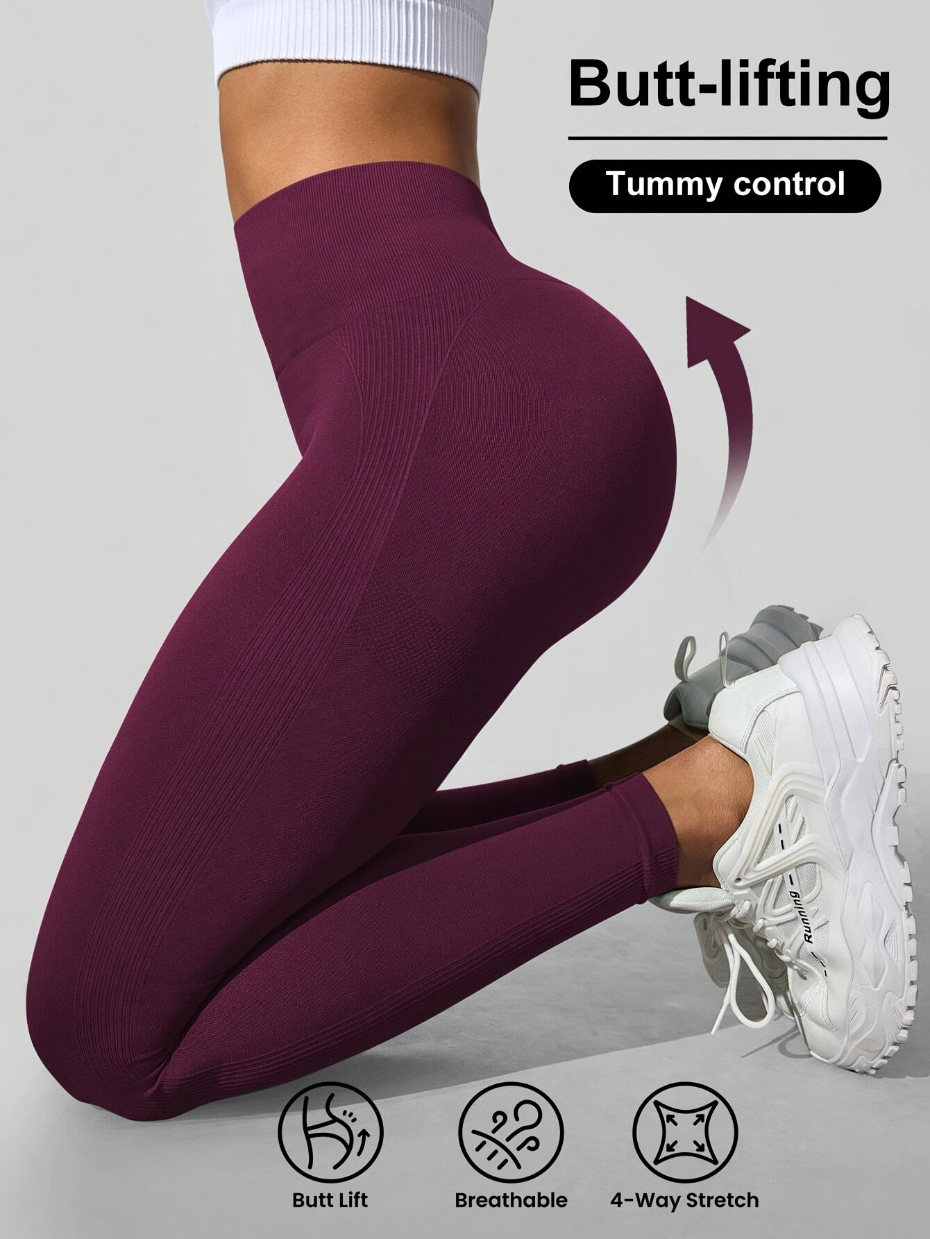 Leggings yoga mujer, leggings cintura alta, leggings rayas laterales, leggings deportivos mujer, ropa deportiva mujer, VIVAVIA, yoga, running, entrenamiento, gimnasio, fitness, poliamida, elastano, elásticos.