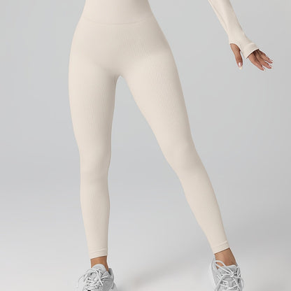 Leggings de Yoga Acanalados para Mujer, Mayas Elásticas Sin Costuras para Ejercicio de Fitness, Pantalones Largos Deportivos para Mujer.