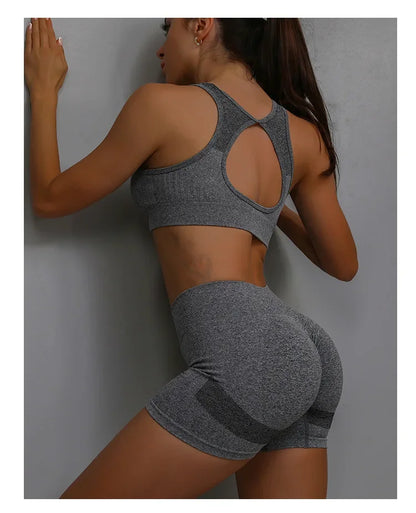 Conjunto Yoga Mujer Sin Costuras | Top y Shorts | Elástico | Conjunto yoga mujer, conjunto deportivo mujer, yoga, running, entrenamiento,