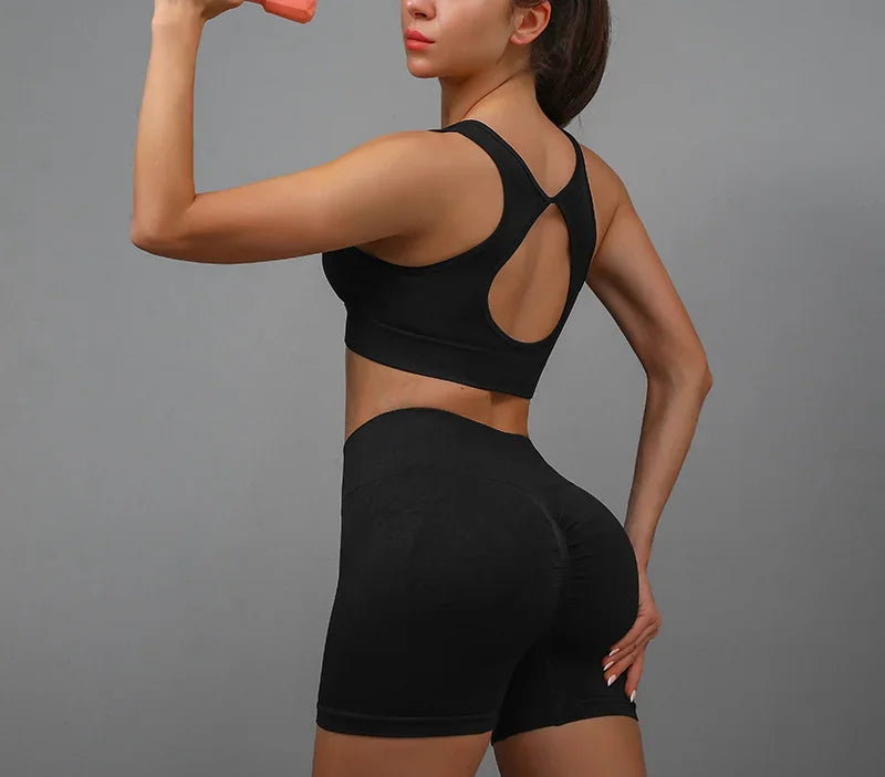 Conjunto Yoga Mujer Sin Costuras | Top y Shorts | Elástico | Conjunto yoga mujer, conjunto deportivo mujer, yoga, running, entrenamiento,