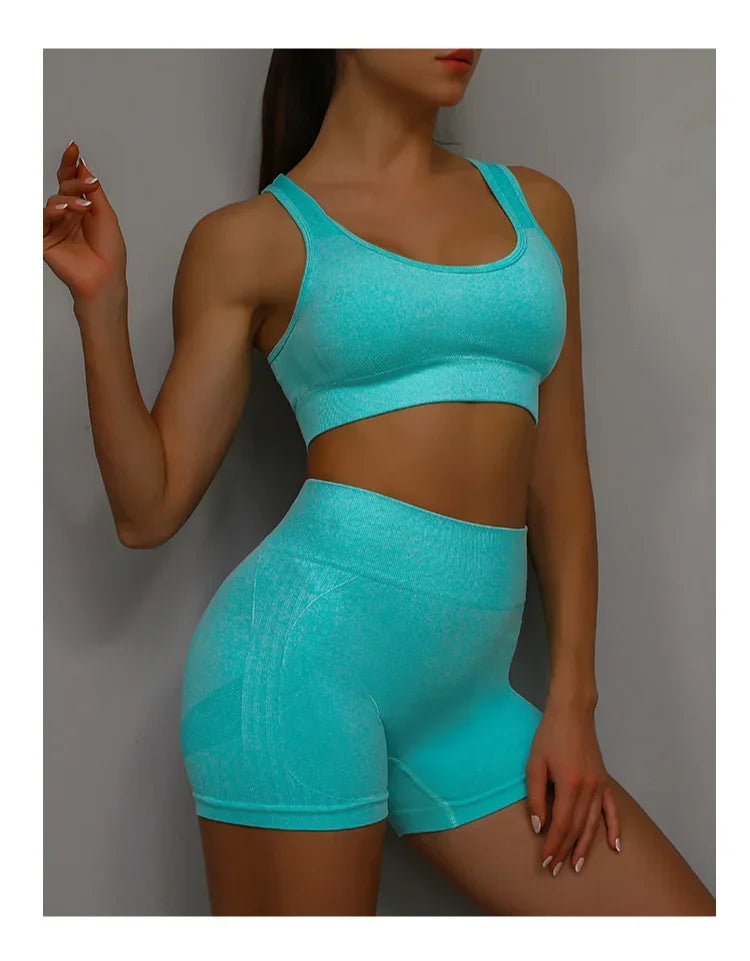 Conjunto Yoga Mujer Sin Costuras | Top y Shorts | Elástico | Conjunto yoga mujer, conjunto deportivo mujer, yoga, running, entrenamiento,