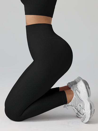 Leggings de Yoga Acanalados para Mujer, Mayas Elásticas Sin Costuras para Ejercicio de Fitness, Pantalones Largos Deportivos para Mujer.