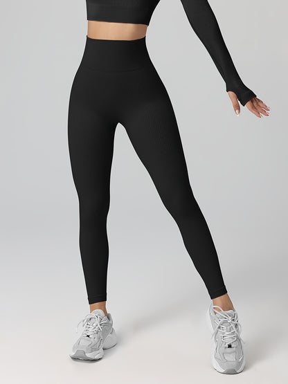 Leggings de Yoga Acanalados para Mujer, Mayas Elásticas Sin Costuras para Ejercicio de Fitness, Pantalones Largos Deportivos para Mujer.